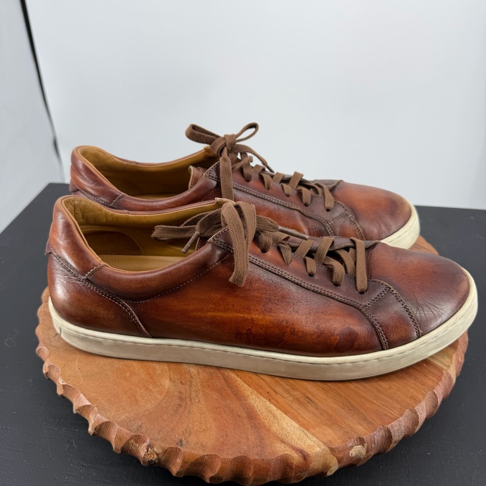 Magnanni Costa Lo men's low-top sneakers in cognac burnished leather sz 12